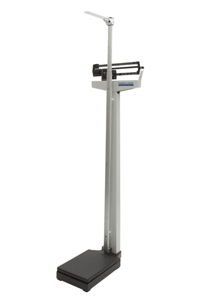 Mechanical Beam Scale, Wheels Included, up to 500 lb/200 kg, Platform  Dimension: 10-1/2W x 14D, Pro Dual Reading Height Rod: 23 - 84