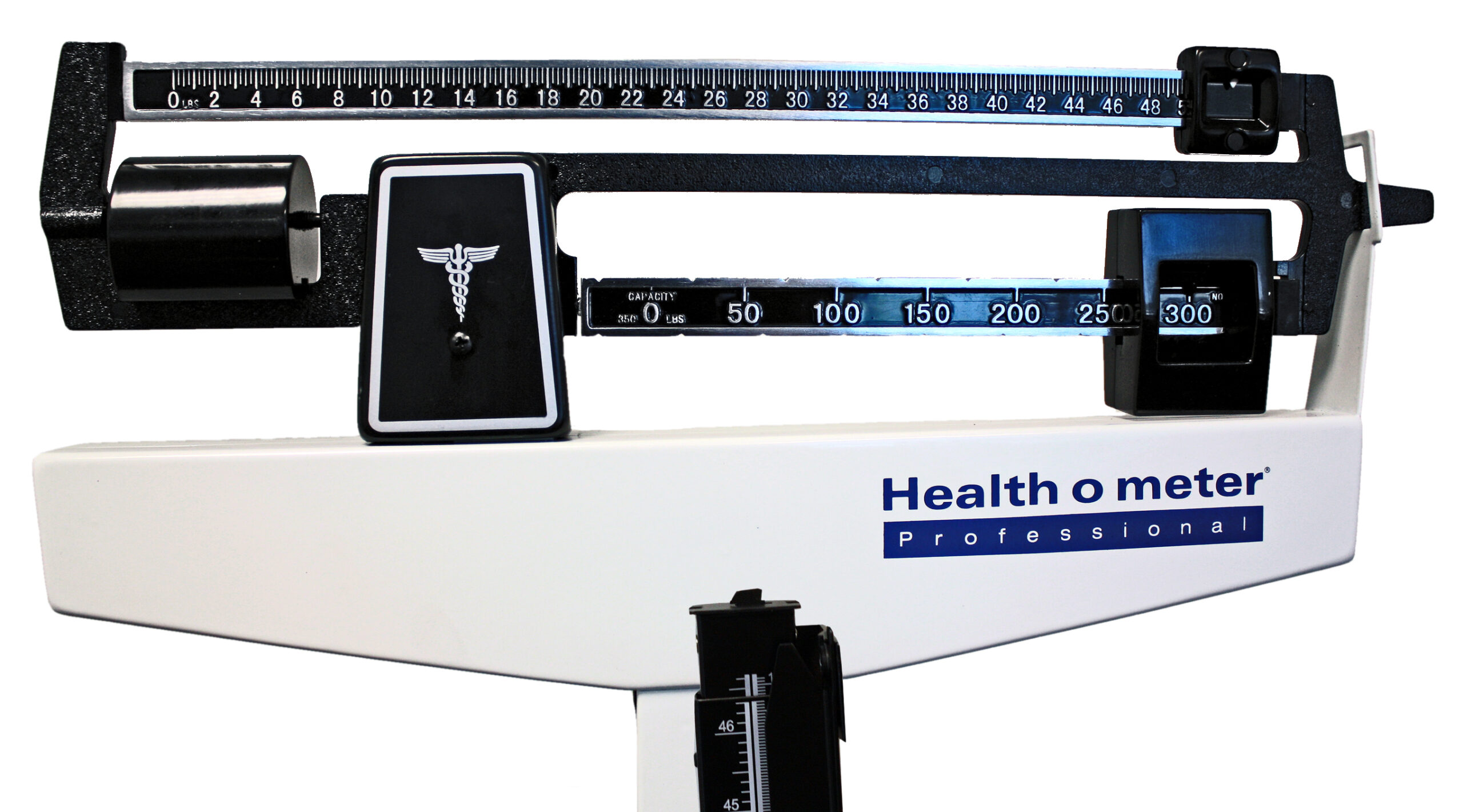 Health O Meter Professional 450KLWH Mechanical Beam Scale, Wheels Capacity: 500  lb/200kg, Graduation: ? lb/100g, Platform Dimension: 10?W x 14D,  Professional Dual Reading Height Rod: 23 - 84 (60cm - 213cm) 